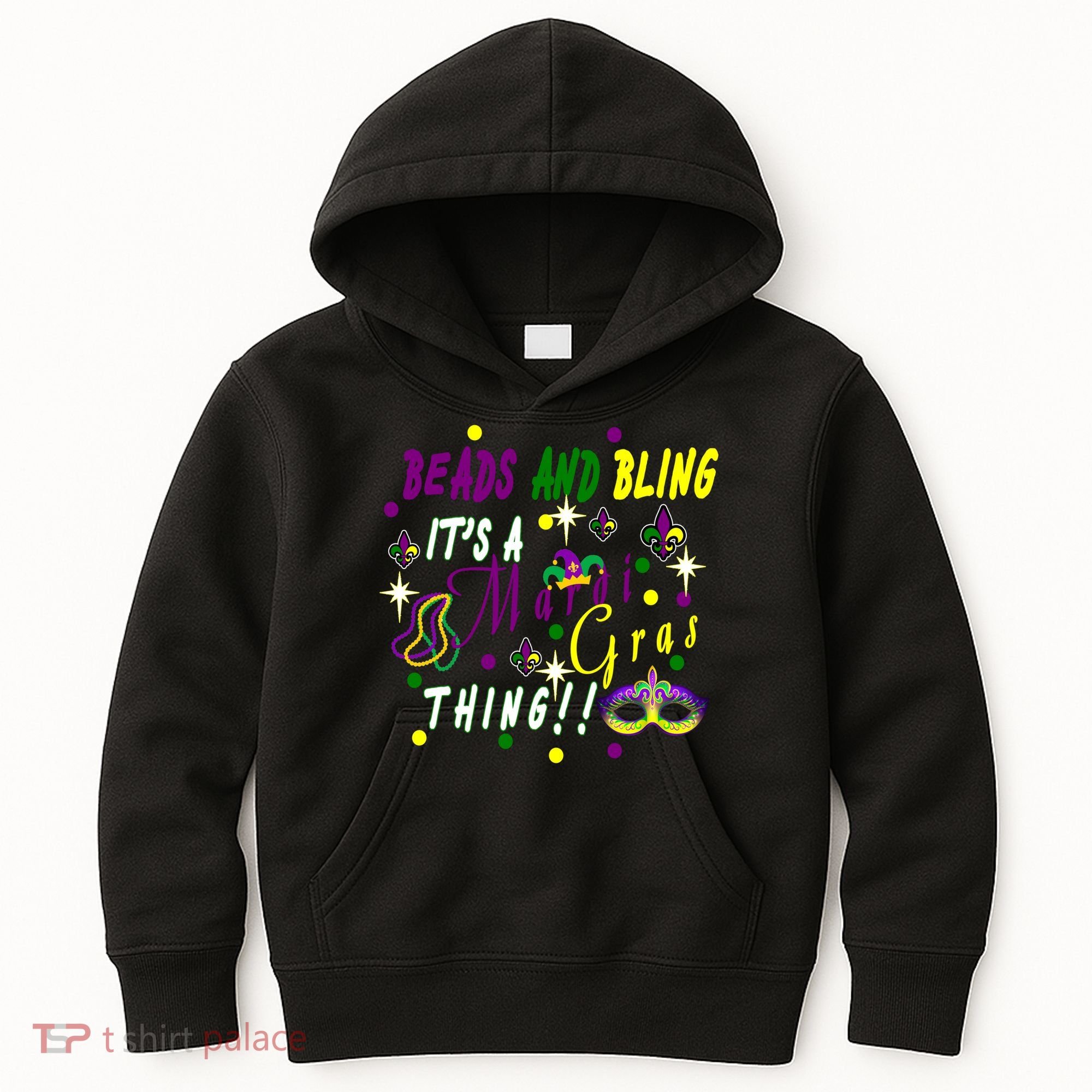 Mardi Gras Beads And Bling Celebration Kids Hoodie