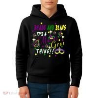 Mardi Gras Beads And Bling Celebration Kids Hoodie thumb 4