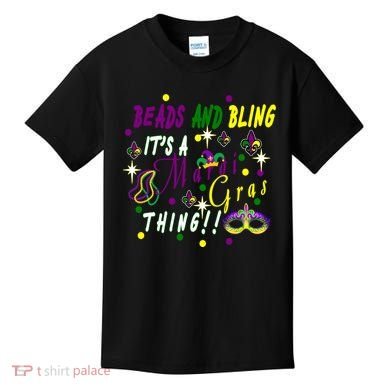Mardi Gras Beads And Bling Celebration Kids T-Shirt