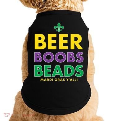 Mardi Gras Beer Boobs Beads Doggie Tank