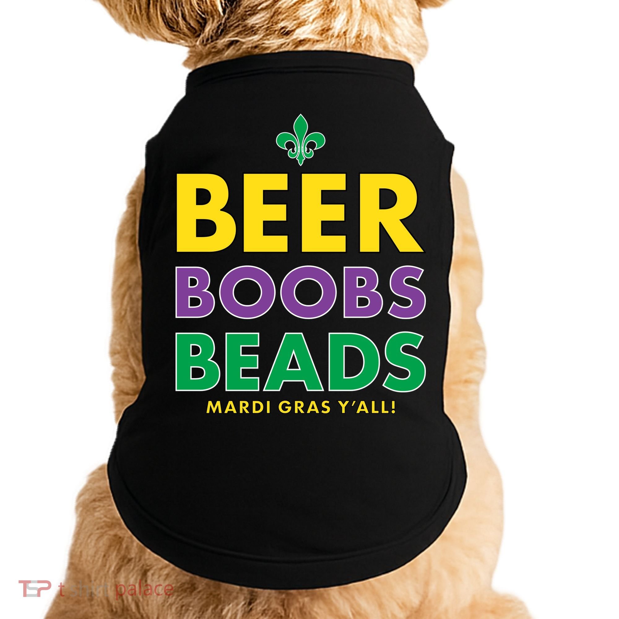 Mardi Gras Beer Boobs Beads Doggie Tank