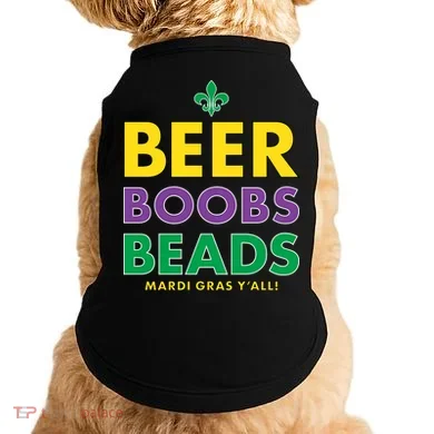 Mardi Gras Beer Boobs Beads Doggie Tank