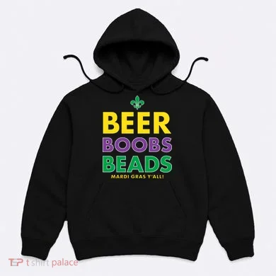 Mardi Gras Beer Boobs Beads Hoodie