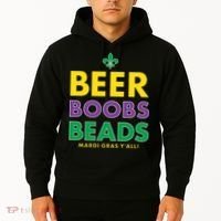 Mardi Gras Beer Boobs Beads Hoodie thumb 2
