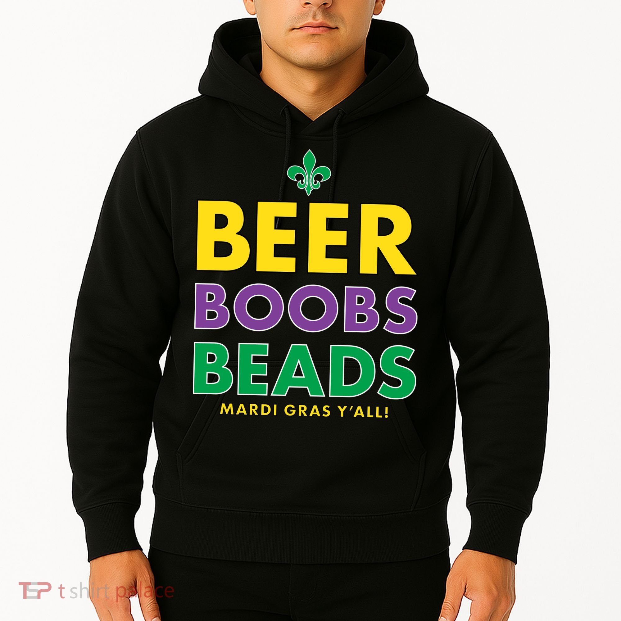 Mardi Gras Beer Boobs Beads Hoodie