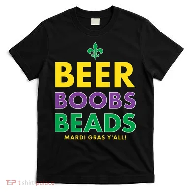 Mardi Gras Beer Boobs Beads T-Shirt