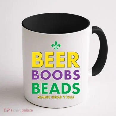 Mardi Gras Beer Boobs Beads Coffee Mug back