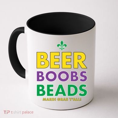 Mardi Gras Beer Boobs Beads Coffee Mug