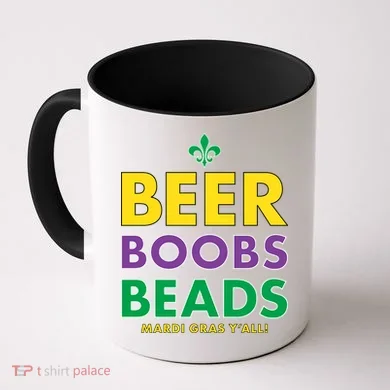 Mardi Gras Beer Boobs Beads Coffee Mug