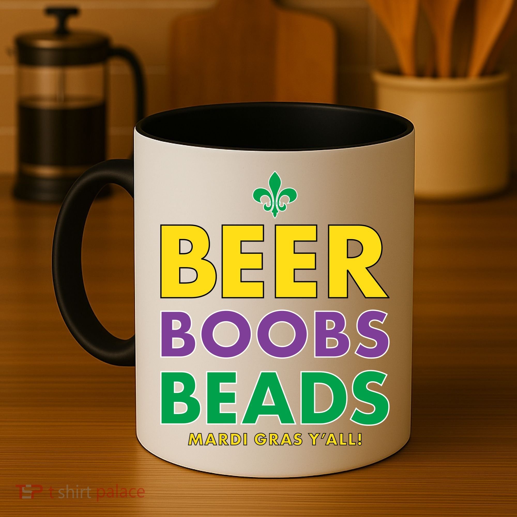 Mardi Gras Beer Boobs Beads Coffee Mug