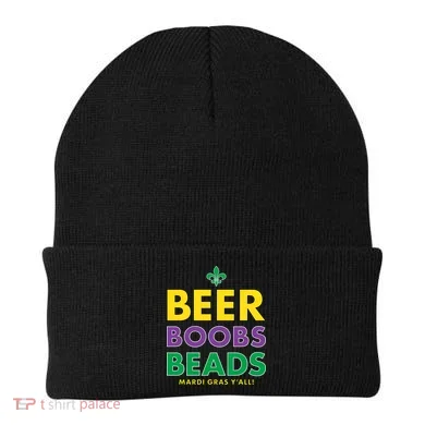 Mardi Gras Beer Boobs Beads Beanie