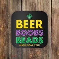 Mardi Gras Beer Boobs Beads Coaster thumb 0