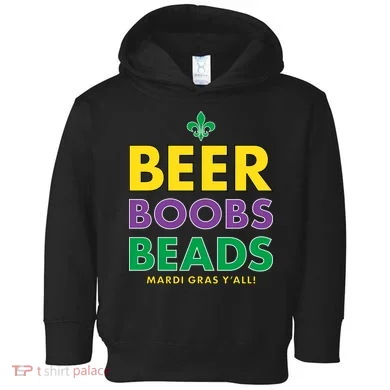 Mardi Gras Beer Boobs Beads Toddler Hoodie