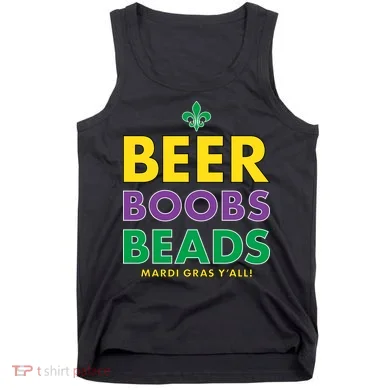 Mardi Gras Beer Boobs Beads Tank Top