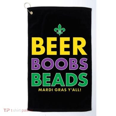 Mardi Gras Beer Boobs Beads Golf Towel