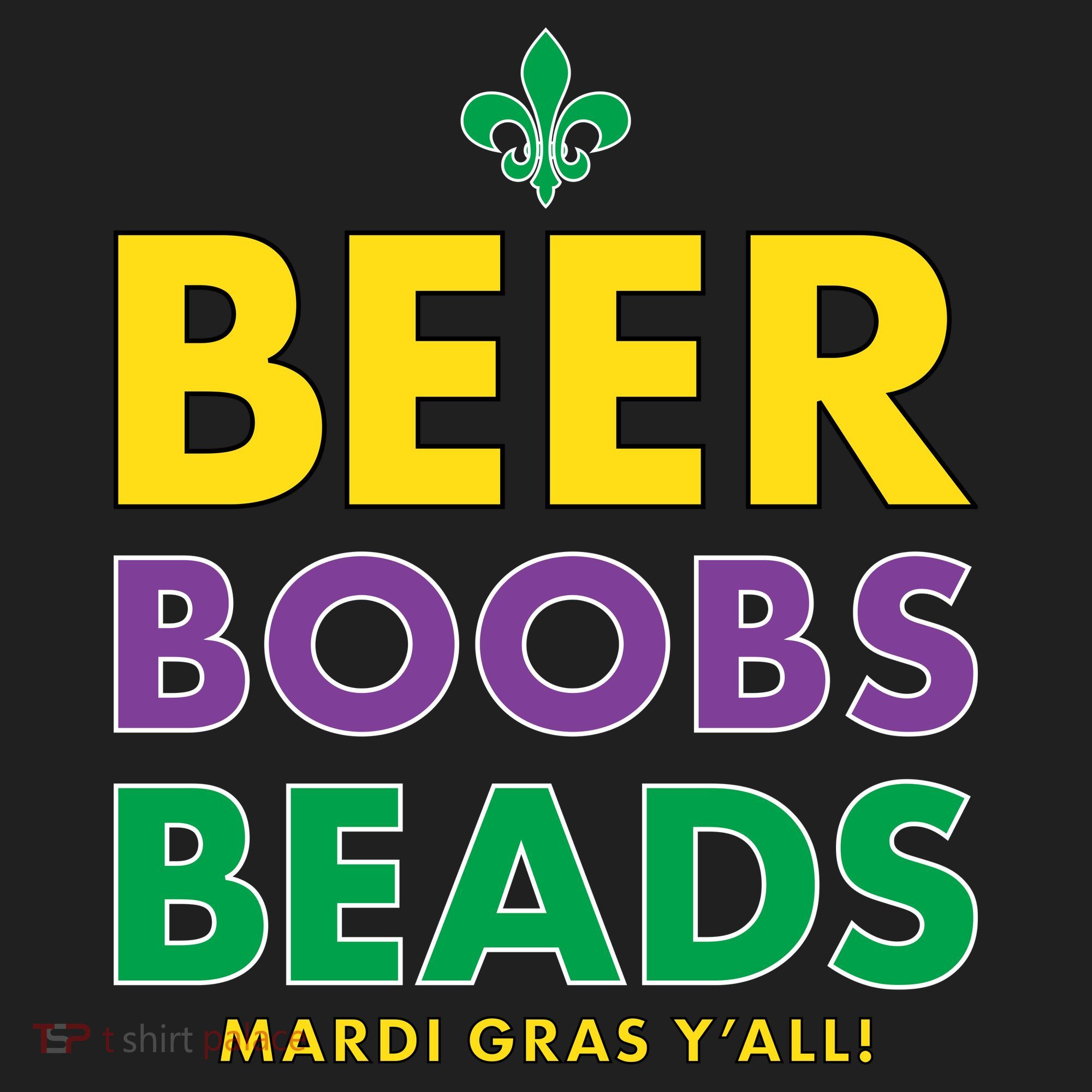 Mardi Gras Beer Boobs Beads Golf Towel