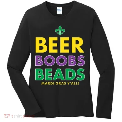 Mardi Gras Beer Boobs Beads Women's Long Sleeve Shirt