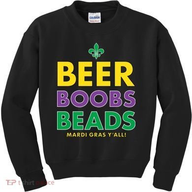 Mardi Gras Beer Boobs Beads Kids Sweatshirt