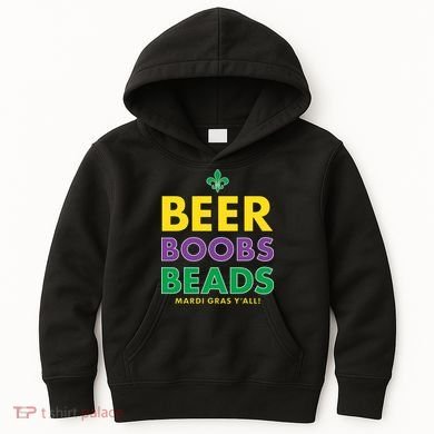 Mardi Gras Beer Boobs Beads Kids Hoodie