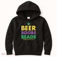 Mardi Gras Beer Boobs Beads Kids Hoodie thumb 0