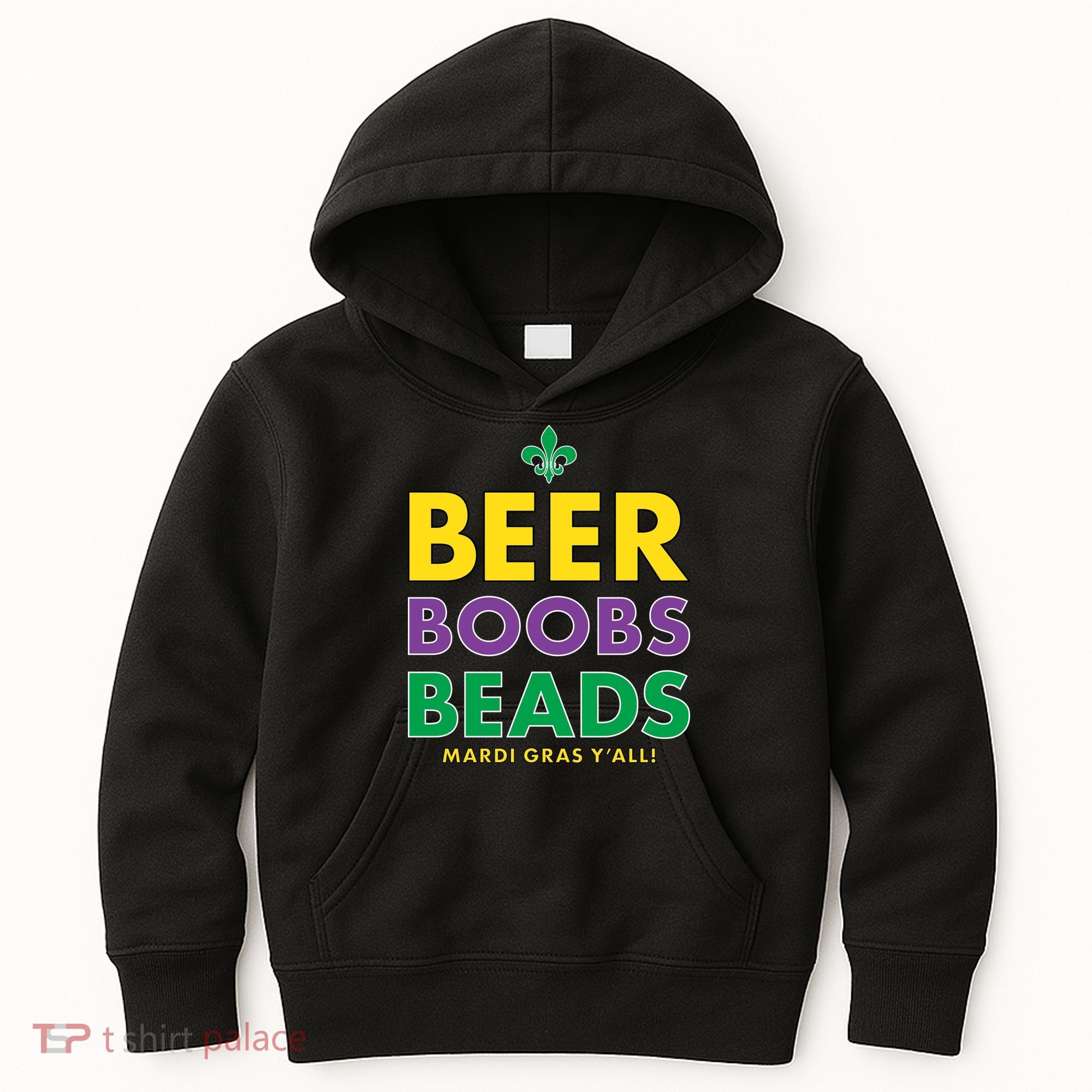 Mardi Gras Beer Boobs Beads Kids Hoodie