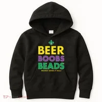 Mardi Gras Beer Boobs Beads Kids Hoodie thumb 0