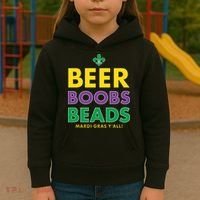 Mardi Gras Beer Boobs Beads Kids Hoodie thumb 3