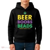 Mardi Gras Beer Boobs Beads Kids Hoodie thumb 4