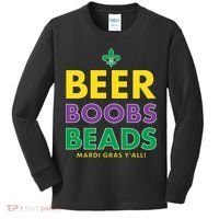 Mardi Gras Beer Boobs Beads Kids Long Sleeve Shirt thumb 0