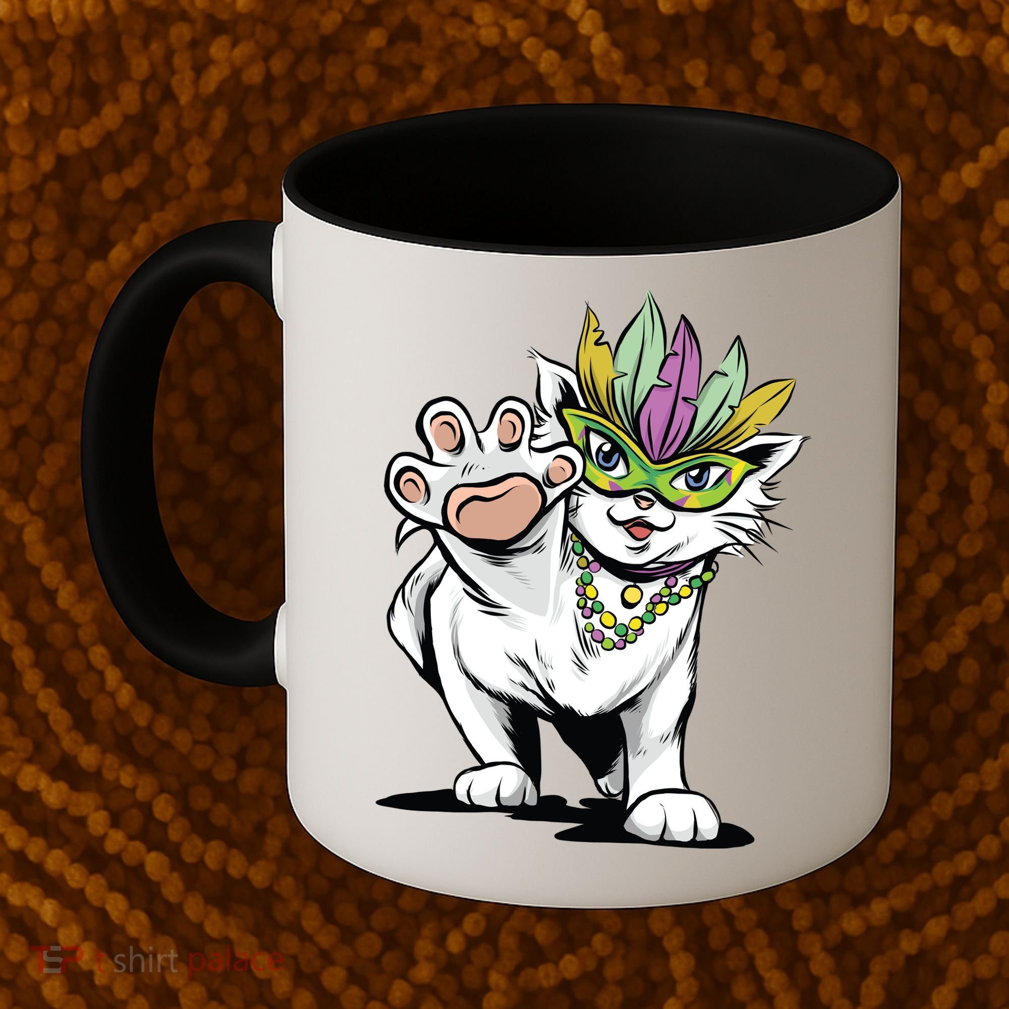 Mardi Gras Cat Coffee Mug