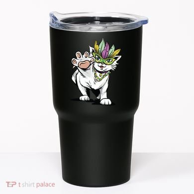 Mardi Gras Cat Tumbler