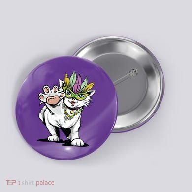 Mardi Gras Cat Button