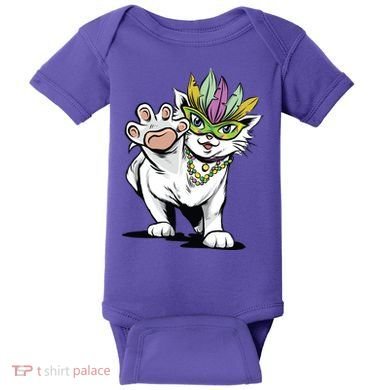 Mardi Gras Cat Baby Bodysuit