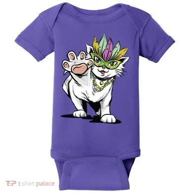 Mardi Gras Cat Baby Bodysuit