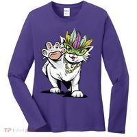 Mardi Gras Cat Women's Long Sleeve Shirt thumb 0