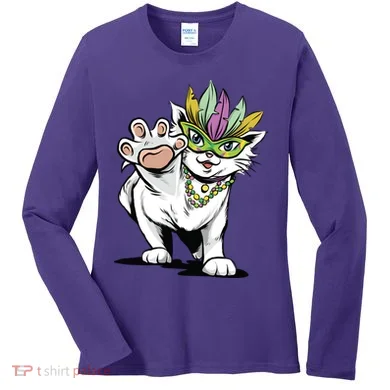 Mardi Gras Cat Women's Long Sleeve Shirt