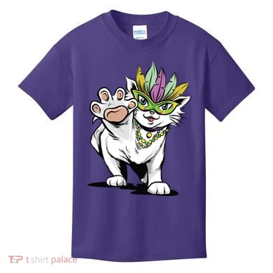 Mardi Gras Cat Kids T-Shirt