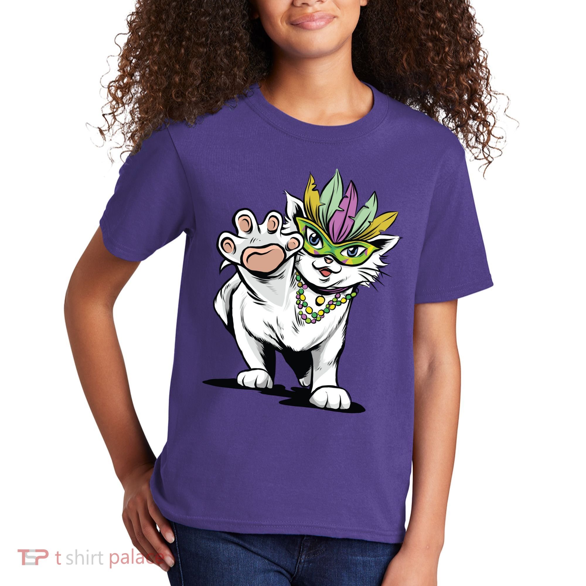 Mardi Gras Cat Kids T-Shirt