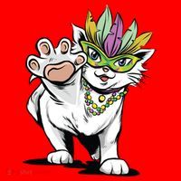 Mardi Gras Cat Santa Hat thumb 1