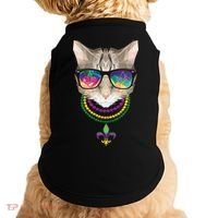 Mardi Gras Cat Beads and Sunglasses NOLA Doggie Tank thumb 0
