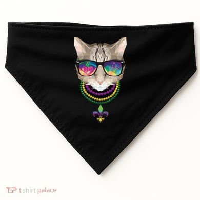 Mardi Gras Cat Beads and Sunglasses NOLA USA-Made Doggie Bandana