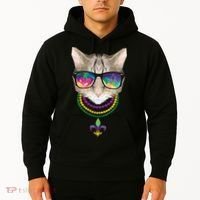 Mardi Gras Cat Beads and Sunglasses NOLA Hoodie thumb 2