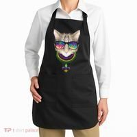 Mardi Gras Cat Beads and Sunglasses NOLA Apron thumb 2