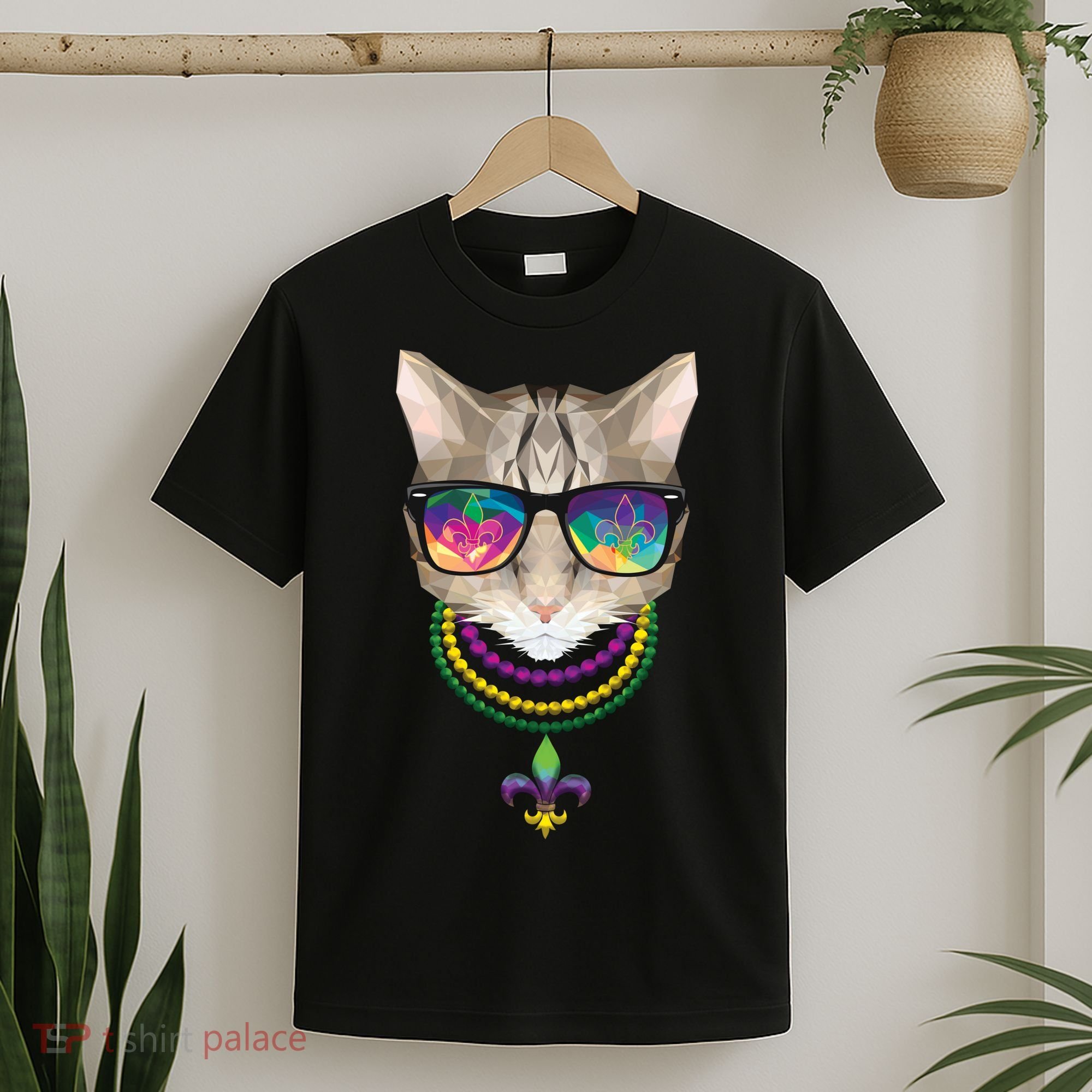 Mardi Gras Cat Beads and Sunglasses NOLA T-Shirt