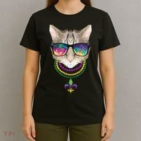 Mardi Gras Cat Beads and Sunglasses NOLA T-Shirt thumb 4