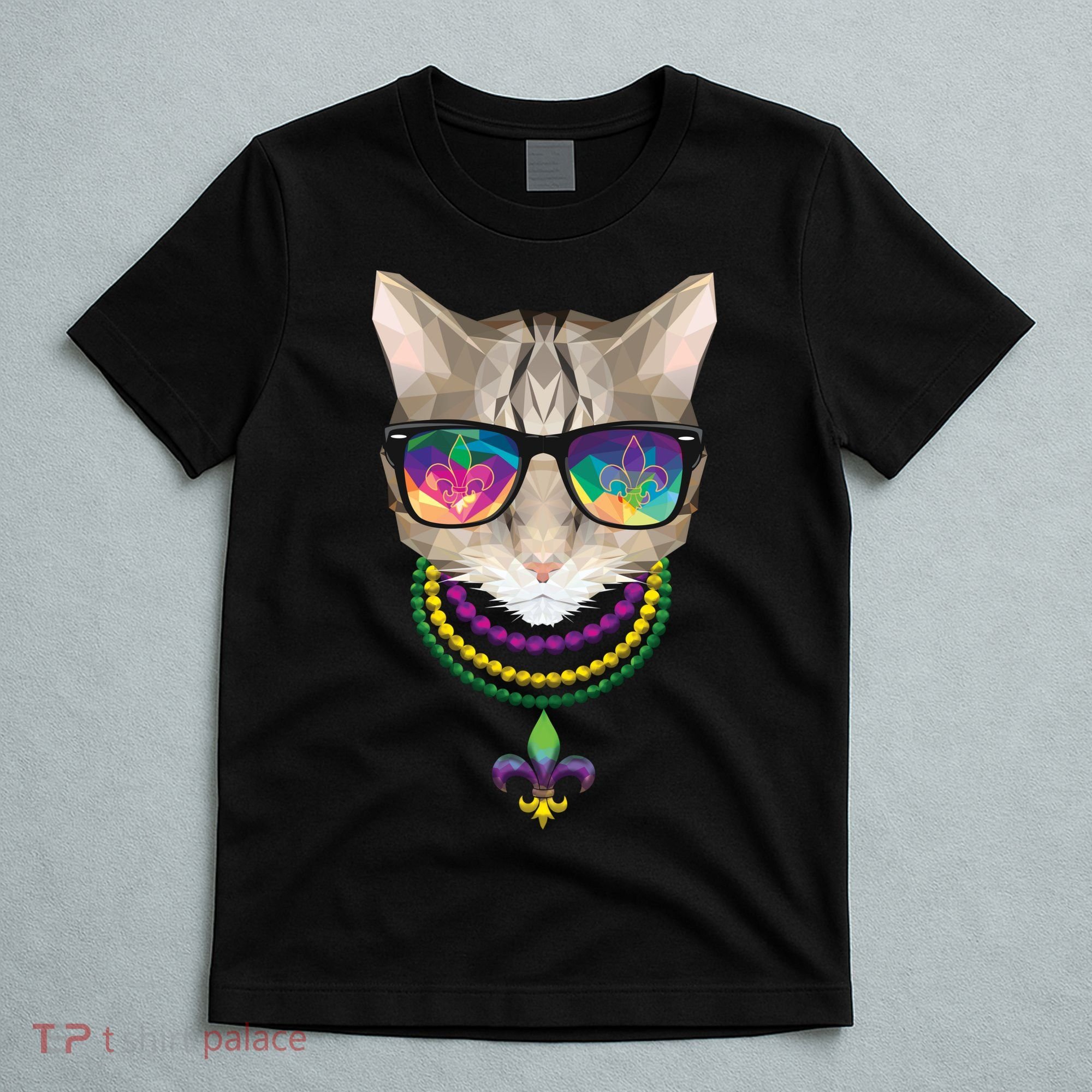 Mardi Gras Cat Beads and Sunglasses NOLA T-Shirt