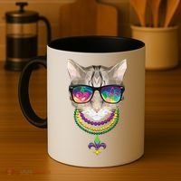 Mardi Gras Cat Beads and Sunglasses NOLA Coffee Mug thumb 4