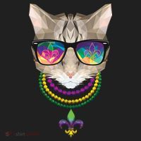 Mardi Gras Cat Beads and Sunglasses NOLA Beanie thumb 2