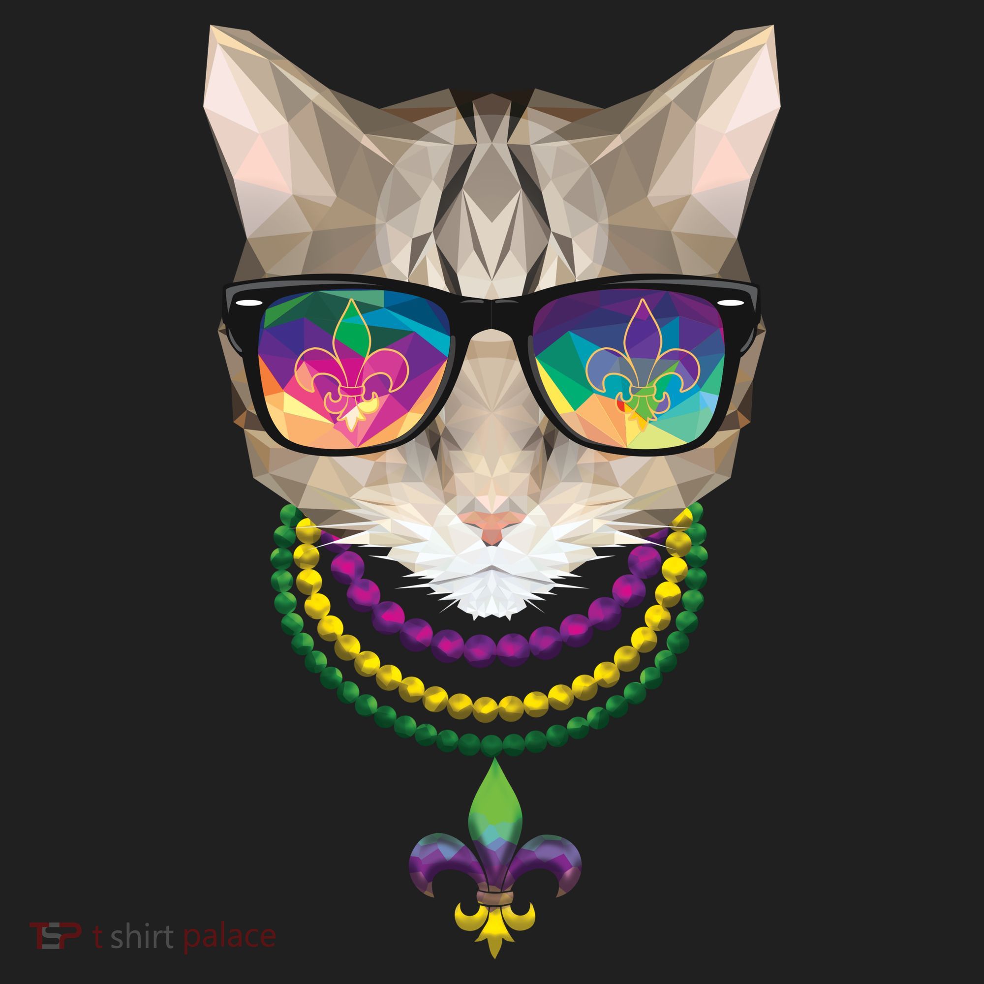Mardi Gras Cat Beads and Sunglasses NOLA Beanie