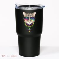 Mardi Gras Cat Beads and Sunglasses NOLA Tumbler thumb 0